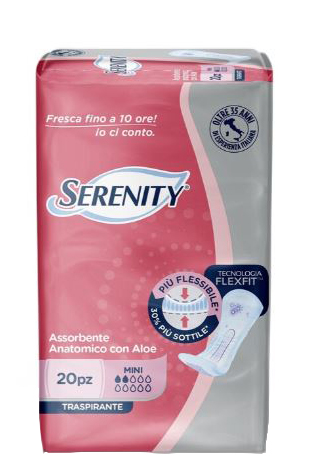 SERENITY ASSORBENTE ANATOMICO CON ALOE FLEXIT MINI 20 PEZZI - Farmacia Del Monaco