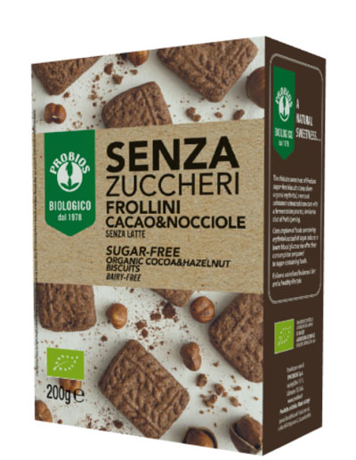 FROLLINI CACAO/NOCCIOLE SENZA ZUCCHERO 200 G - Farmacia Del Monaco