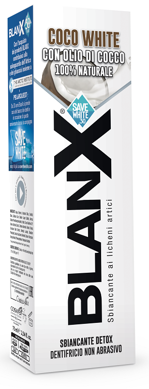 BLANX SBIANCANTE DETOX DENTIFRICIO COCO WHITE CON OLIO DI COCCO 75 ML - Farmacia Del Monaco