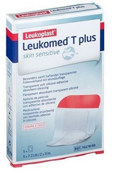 LEUKOMED T PLUS SKIN SENSITIVE MEDICAZIONE POST-OPERATORIA TRASPARENTE IMPERMEABILE CON MASSA ADESIVA AL SILICONE 5X7,2CM 5 PEZZI - Farmacia Del Monaco