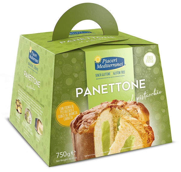 PIACERI MEDITERRANEI PANETTONE AL PISTACCHIO 750 G - Farmacia Del Monaco