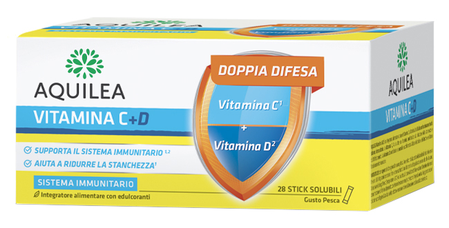 AQUILEA VITAMINA C+D 28 BUSTINE STICK - Farmacia Del Monaco