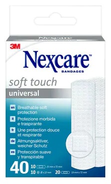CEROTTO PREPARATO NEXCARE SOFT TOUCH UNIVERSAL 3 MISURE 20 CEROTTI 19X72MM + 10 CEROTTI 25X72MM + 10 CEROTTI TONDI 22,5 MM - Farmacia Del Monaco