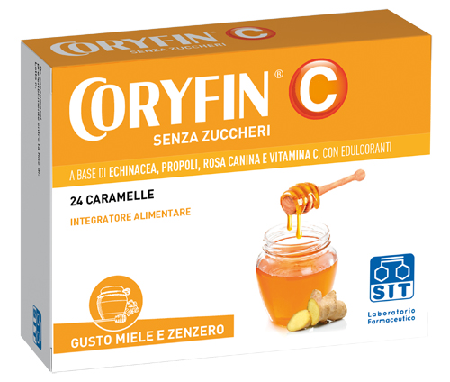 CORYFIN C SENZA ZUCCHERO MIELE ZENZERO 24 CARAMELLE - Farmacia Del Monaco