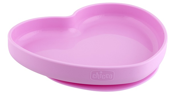 CHICCO PIATTO CUORE VENTOSA SILICONE ROSA - Farmacia Del Monaco