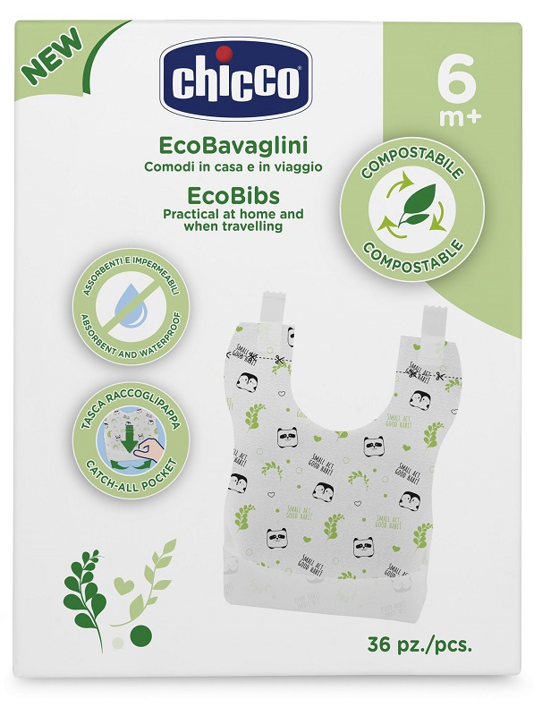CHICCO BAVAGLINI MONOUSO COMPOSTABILI 36 PEZZI - Farmacia Del Monaco