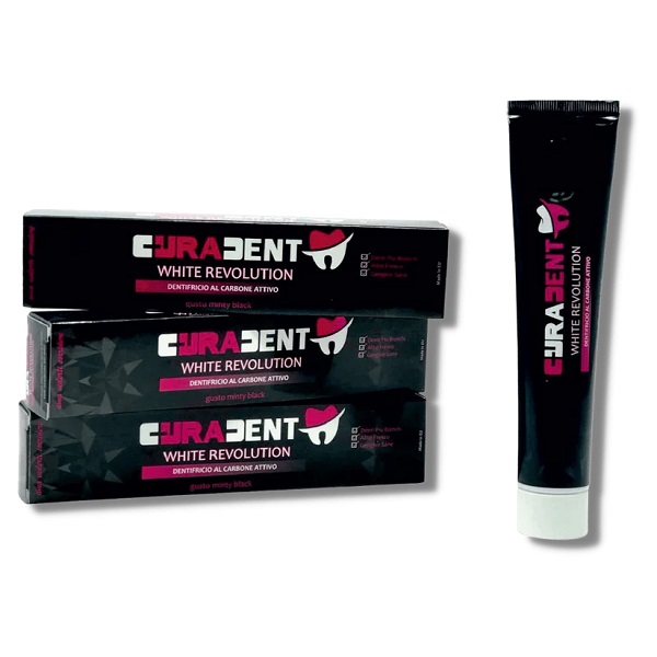 CURADENT DENTIFRICIO EXTREME WHITE SBIANCANTE AL CARBONE 75 ML - Farmacia Del Monaco