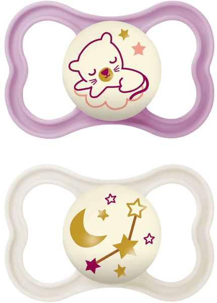 MAM AIR NIGHT SUCCHIETTO 16+ MESI SILICONE FEMMINA 2 PEZZI - Farmacia Del Monaco