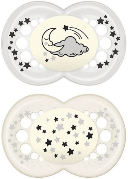 MAM SUCCHIETTO ORIGINAL NIGHT 6+ MESI SILICONE NEUTRO 2 PEZZI - Farmacia Del Monaco