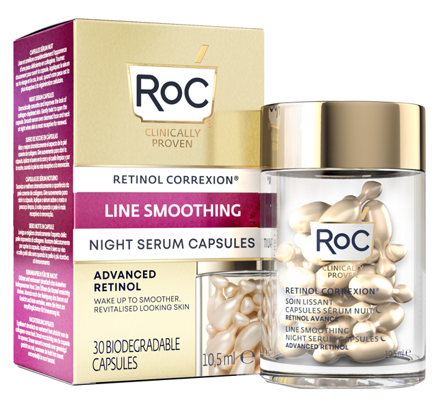 ROC RETINOL CORREXION LINE SMOOTHING SIERO VISO NOTTE 30 CAPSULE - Farmacia Del Monaco