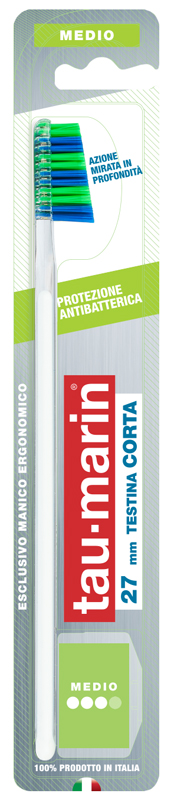TAUMARIN PROFESSIONAL SPAZZOLINO 27 MEDIO TESTINA CORTA PROTEZIONE ANTIBATTERICA - Farmacia Del Monaco