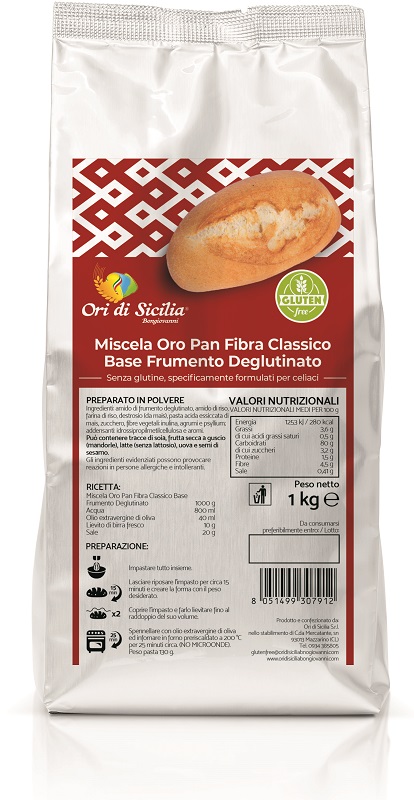 ORI DI SICILIA MIX ORO PAN FIBRA CLASSICO BASE FRUMENTO DEGLUTINATO 1 KG - Farmacia Del Monaco