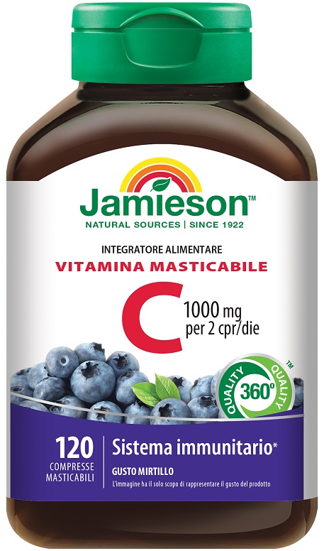 JAMIESON VITAMINA C 1000 MIRTILLO 120 COMPRESSE MASTICABILI - Farmacia Del Monaco