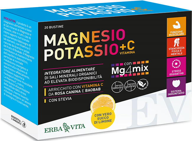 MAGNESIO POTASSIO +C VITAMINA GUSTO LIMONE 20 BUSTINE DA 3,8 G - Farmacia Del Monaco