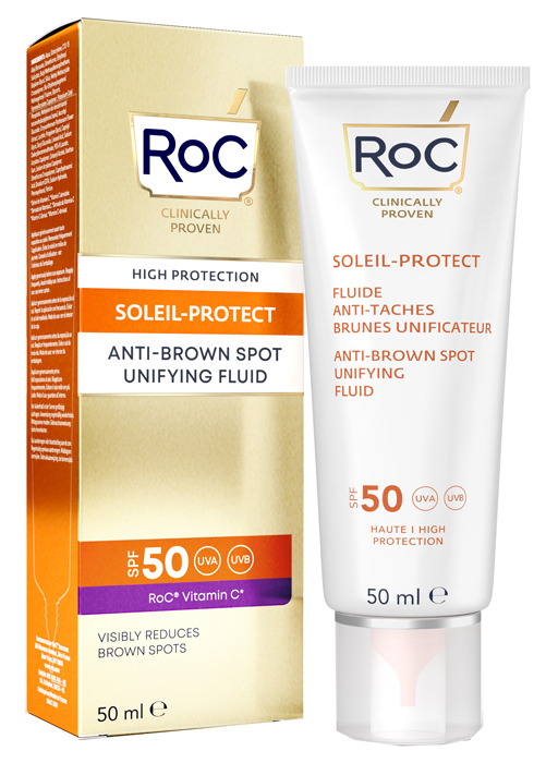 ROC FLUIDO SOLARE VISO SPF 50+ ANTIMACCHIE BRUNE  50 ML - Farmacia Del Monaco