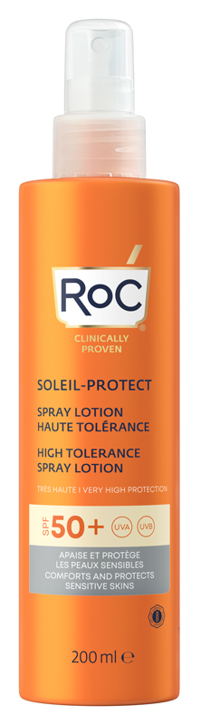 ROC LOZIONE SPRAY SOLARE CORPO SPF 50+ ELEVATA TOLLERABILITA' 200 ML - Farmacia Del Monaco