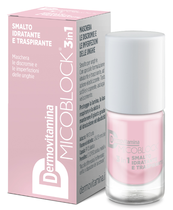 DERMOVITAMINA MICOBLOCK 3 IN 1 SMALTO IDRATANTE E TRASPIRANTE ROSA CHIARO 5 ML - Farmacia Del Monaco
