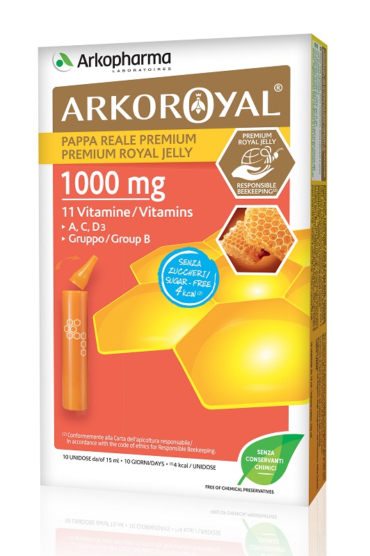 ARKOROYAL PAPPA REALE 1000 MG + VITAMINE SENZA ZUCCHERO 10 FIALE - Farmacia Del Monaco