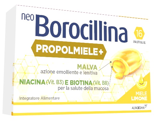 NEOBOROCILLINA PROPOLMIELE+ MIELE/LIMONE 16 PASTIGLIE - Farmacia Del Monaco