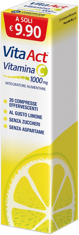 VITA ACT VITAMINA C 1000MG 20 COMPRESSE EFFERVESCENTI LIMONE - Farmacia Del Monaco