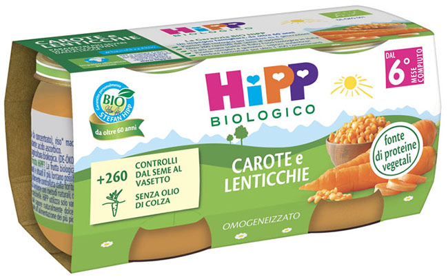 HIPP BIO OMOGENEIZZATO CAROTE/LENTICCHIE 2X80 G - Farmacia Del Monaco