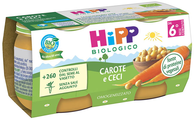 HIPP BIO OMOGENEIZZATO CAROTE/CECI 2X80 G - Farmacia Del Monaco