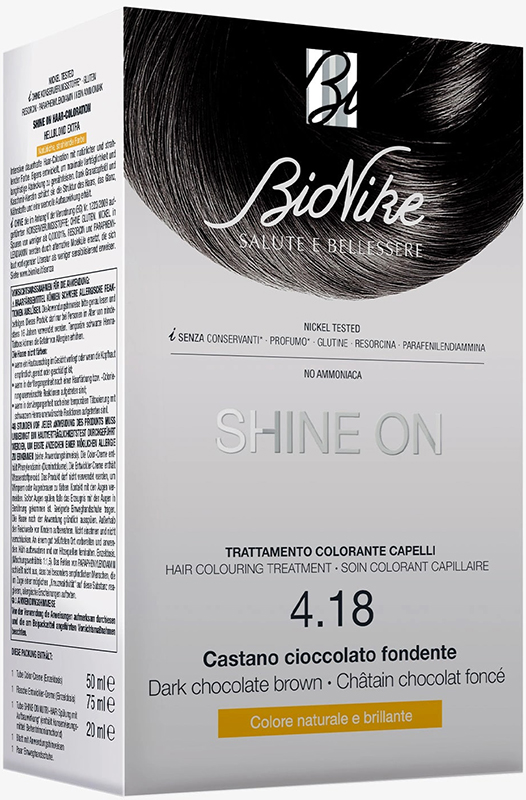 SHINE ON CASTANO CIOCCOLATO FONDENTE 4,18 FLACONE 75 ML + TUBO 50 ML - Farmacia Del Monaco