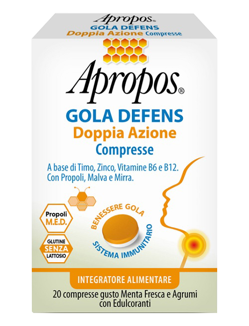 APROPOS GOLA DEFENS DOPPIA AZIONE 20 COMPRESSE - Farmacia Del Monaco
