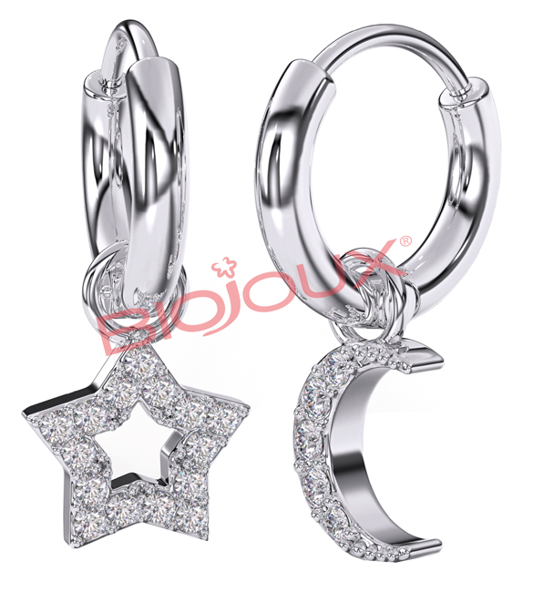 BJT228 ORECCHINO STAR&MOON HEART - Farmacia Del Monaco