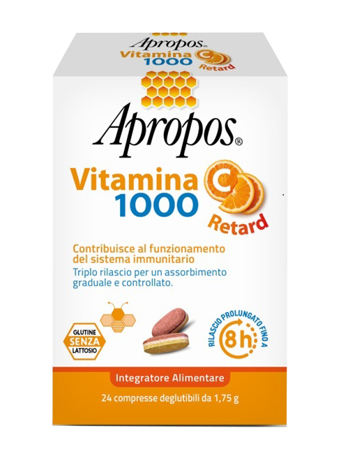 APROPOS VITAMINA C 1000 A RILASCIO PROLUNGATO 24 COMPRESSE DEGLUTIBILI - Farmacia Del Monaco