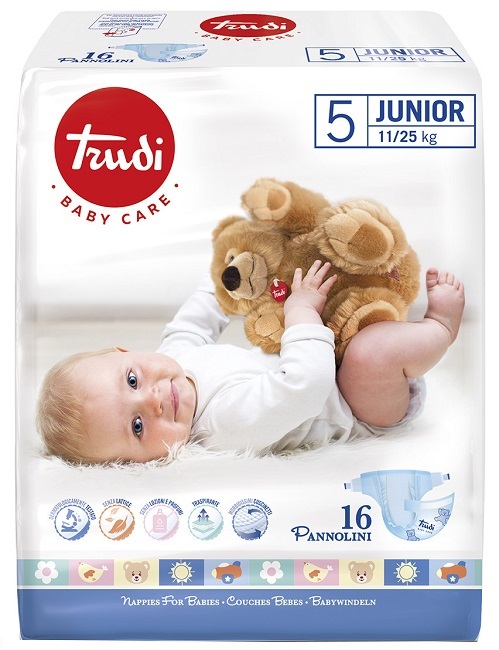 TRUDI BABY CARE PANNOLINO BAMBINI JUNIOR 11/25 KG 16 PEZZI - Farmacia Del Monaco