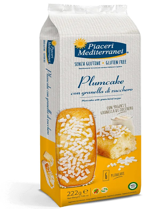 PIACERI MEDITERRANEI PLUMCAKE GRANELLA ZUCCHERO 6 PEZZI 37 G - Farmacia Del Monaco