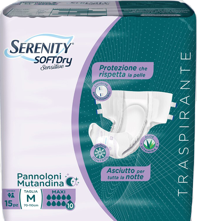 PANNOLONE MUTANDINA SERENITY SD SENSITIVE MAXI M 15 PEZZI - Farmacia Del Monaco