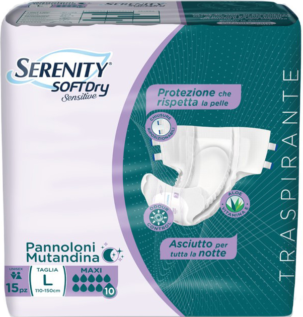 PANNOLONE MUTANDINA SERENITY SD SENSITIVE MAXI L 15 PEZZI - Farmacia Del Monaco