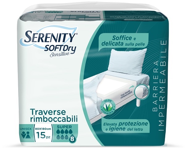 SERENITY TRAVERSA SD SENSIIVE SUPER 80X180 CM 15 PEZZI - Farmacia Del Monaco