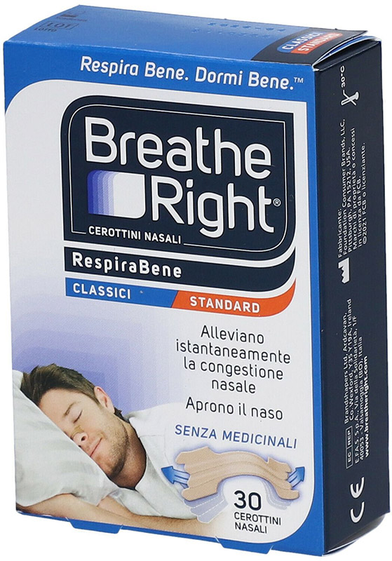 CEROTTI NASALI BREATHE RIGHT CLASSICI 30 PEZZI - Farmacia Del Monaco