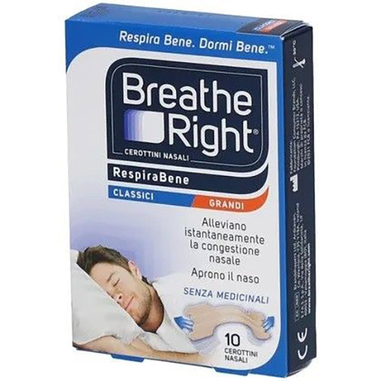 CEROTTI NASALI BREATHE RIGHT CLASSICI GRANDI 10 PEZZI - Farmacia Del Monaco