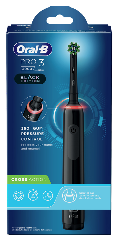 ORALB PRO3 BLACK CROSSACTION SPAZZOLINO ELETTRICO - Farmacia Del Monaco