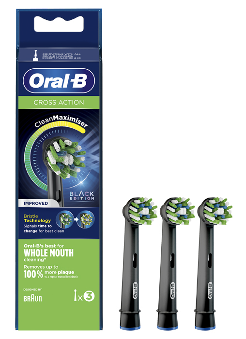 ORALB CROSS ACTION BLACK EB50 TESTINE PER SPAZZOLINO ELETTRICO 3 PEZZI - Farmacia Del Monaco
