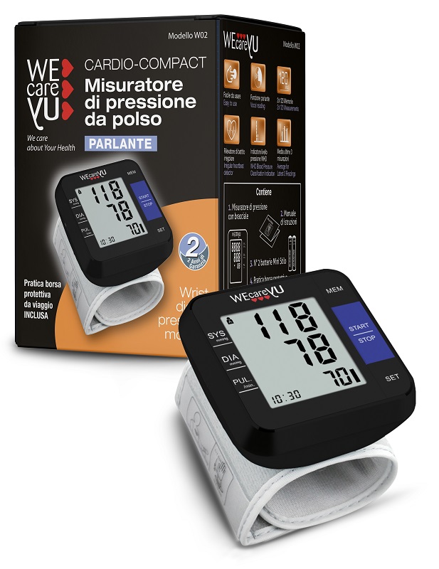 MISURATORE DI PRESSIONE DA BRACCIO PARLANTE WECAREYU CARDIO COMPACT - Farmacia Del Monaco