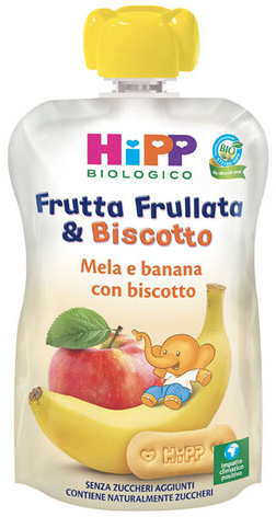 HIPP BIO FRUTTA FRULLATA&BISCOTTO MELA BANANA BISCOTTO 90 G - Farmacia Del Monaco