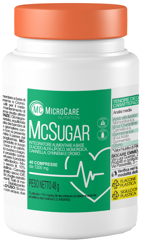 MICROCARE NUTRITION MC SUGAR 40 COMPRESSE DA 1200 MG - Farmacia Del Monaco
