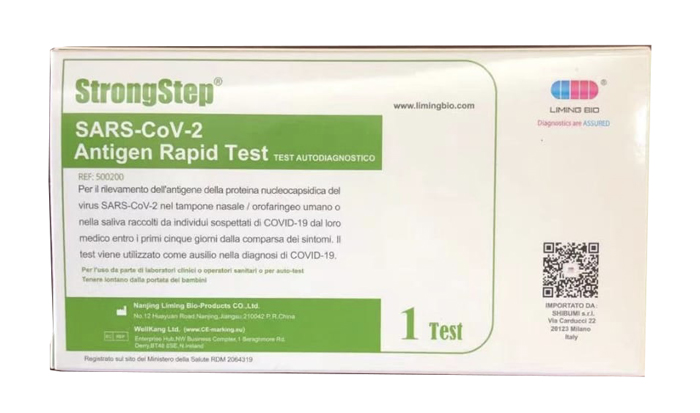 TEST ANTIGENICO RAPIDO COVID-19 STRONGSTEP AUTODIAGNOSTICO DETERMINAZIONE QUALITATIVA ANTIGENI SARS-COV-2 IN TAMPONI NASALI/OROFARINGEI/SALIVA MEDIANTE IMMUNOCROMATOGRAFIA - Farmacia Del Monaco