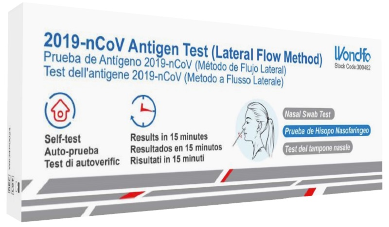 TEST ANTIGENICO RAPIDO COVID-19 WONDFO 2019-NCOV AUTODIAGNOSTICO DETERMINAZIONE QUALITATIVA ANTIGENI SARS-COV-2 IN TAMPONI NASALI MEDIANTE IMMUNOCROMATOGRAFIA BUFFER PRE INSERITO - Farmacia Del Monaco