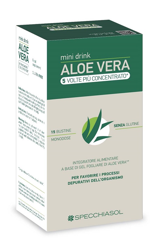 ALOE VERA MINI DRINK 5 VOLTE PIU' CONCENTRATO 15 BUSTINE DA 10 ML - Farmacia Del Monaco