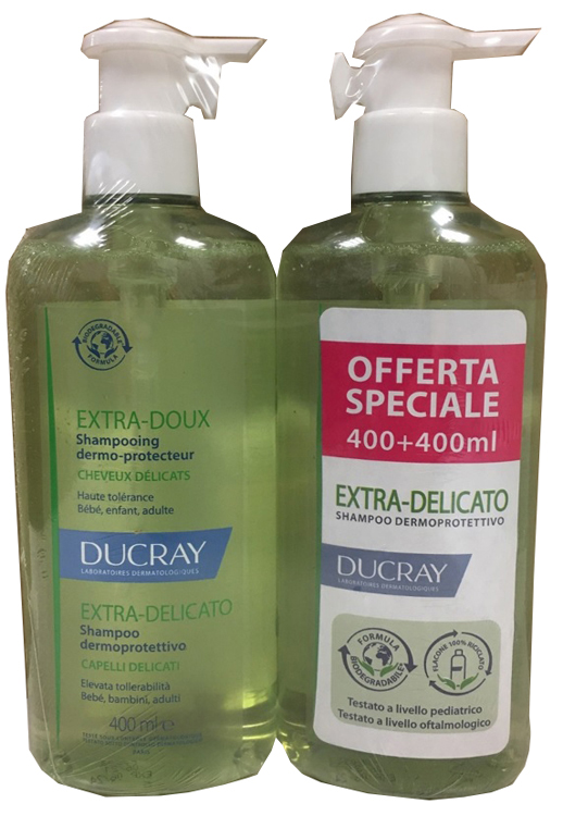 DUCRAY EXTRA DELICATO SHAMPOO DERMOPROTETTIVO 2X400 ML PROMO - Farmacia Del Monaco