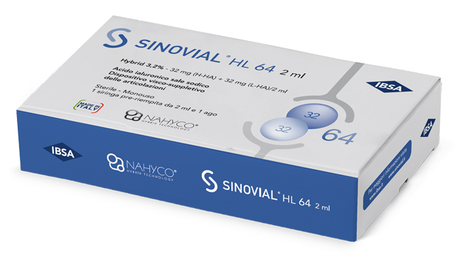 SIRINGA INTRA-ARTICOLARE SINOVIAL HL 64 ACIDO IALURONICO SALE SODICO 3,2% 32MG H-HA + 32MG H-LA/2ML 2 ML - Farmacia Del Monaco