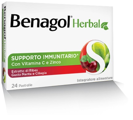 BENAGOL HERBAL MENTA E CILIEGIA 24 PASTIGLIE - Farmacia Del Monaco