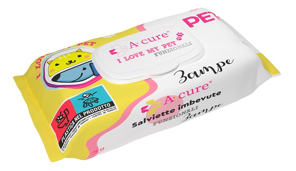 A+CURE I LOVE MY PET FUNZIONALE SALVIETTE POP-UP ZAMPE 40 PEZZI RICARICA - Farmacia Del Monaco