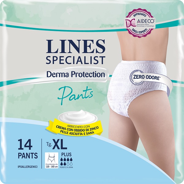 PANNOLONE PER INCONTINENZA LINES SPECIALIST DERMA PANTS PLUS XL 14 PEZZI - Farmacia Del Monaco